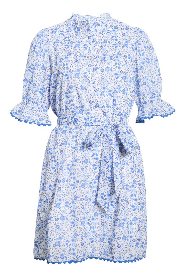 Maisie Miana Ditsy Floral Button-Up Shirtdress, Alternate, color, WHITE-BLUE-COMBO
