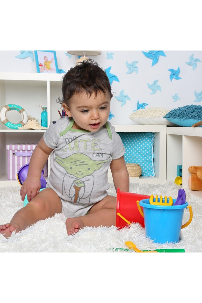 2-Piece Bodysuit and Romper Set, Alternate, color, Yoda Heather Grey