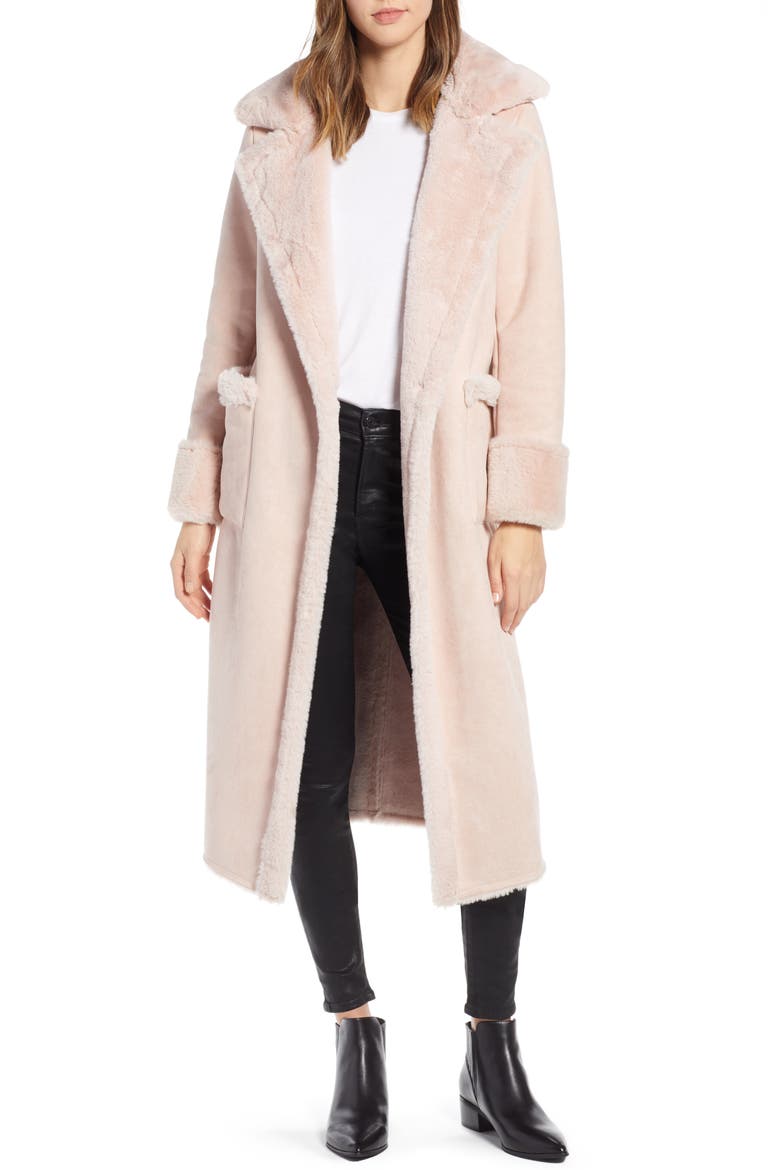 Pauline Faux Fur Coat, Main, color, BLUSH