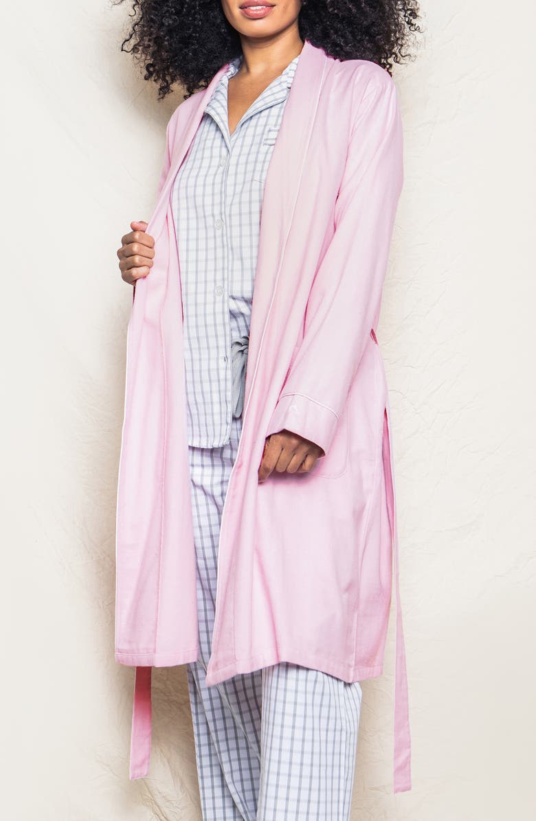 Petite Plume Cotton Flannel Robe, Main, color, Pink