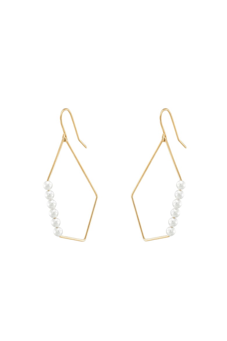 18k Gold Plated Sterling Silver Annabelle Cultured Pearl Hoop Earrings Gift Idea, Main, color, Gold