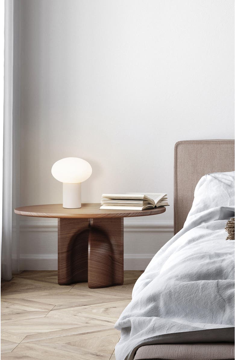 Brightech Ivy 9.5" Modern LED Table Lamp with Oval Frosted Glass Shade and Phone Charging USB-C Port, Alternate, color, Cream