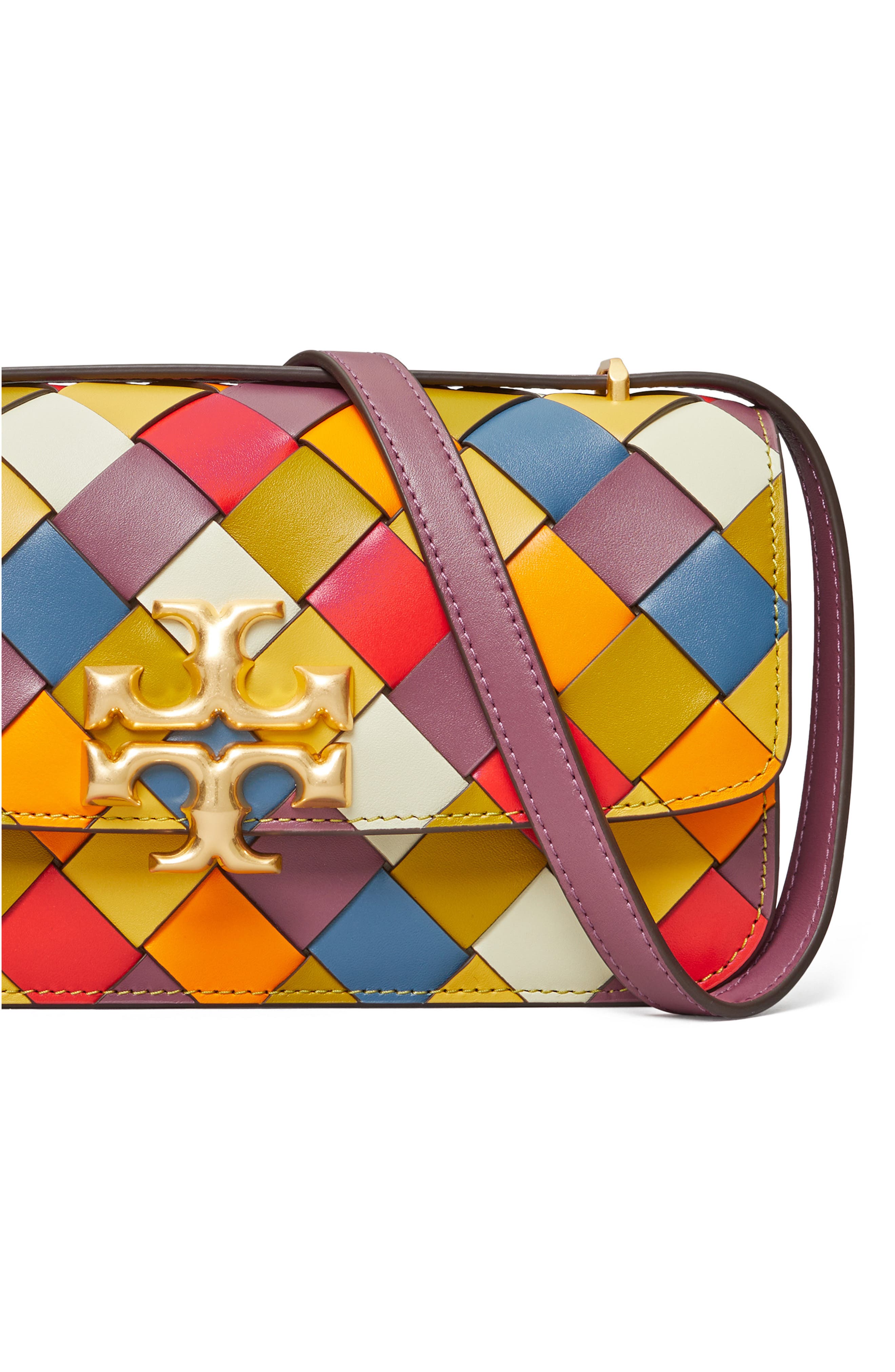 Tory Burch Small Eleanor East/West Woven Leather Convertible Shoulder Bag, Alternate, color, 