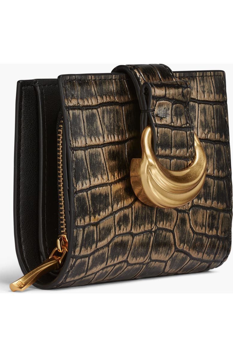 Donna Karan New York Valley Stream Metallic Croco Small Wallet, Alternate, color, Black/Gold
