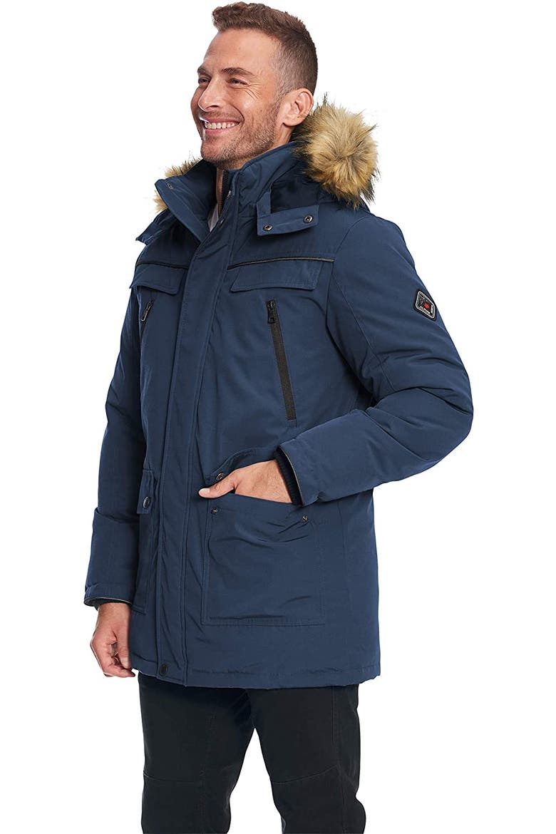 FRASER - Vegan Down Winter Parka with Removable Faux Fur, Alternate, color, NAVY