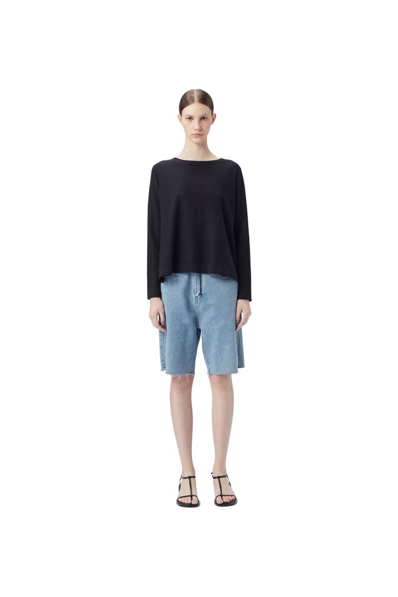 Boatneck Cotton Silk Cashmere Blend Sweater, Main, color, black