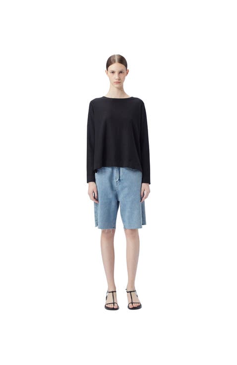 Boatneck Cotton Silk Cashmere Blend Sweater