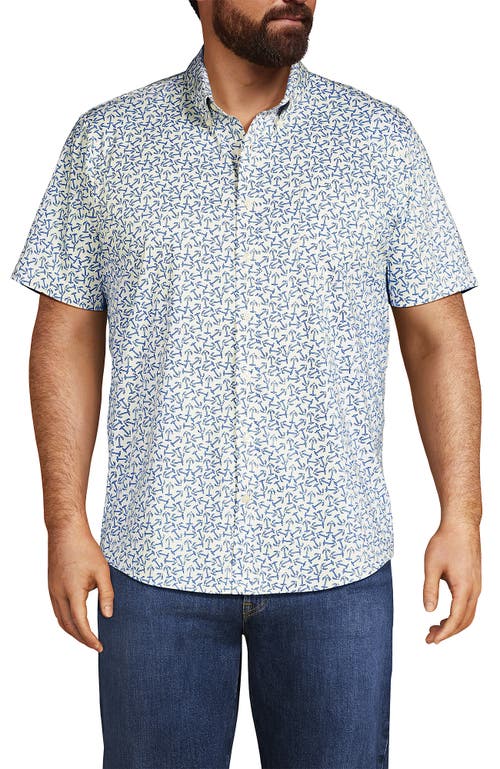 Lands' End Traditional Fit Short Sleeve Travel Kit Shirt In Blue