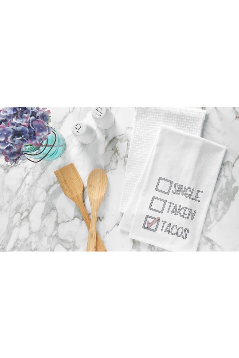 Single Taken Tacos Flour Sack Cotton Kitchen Dishtowel, Alternate, color, White