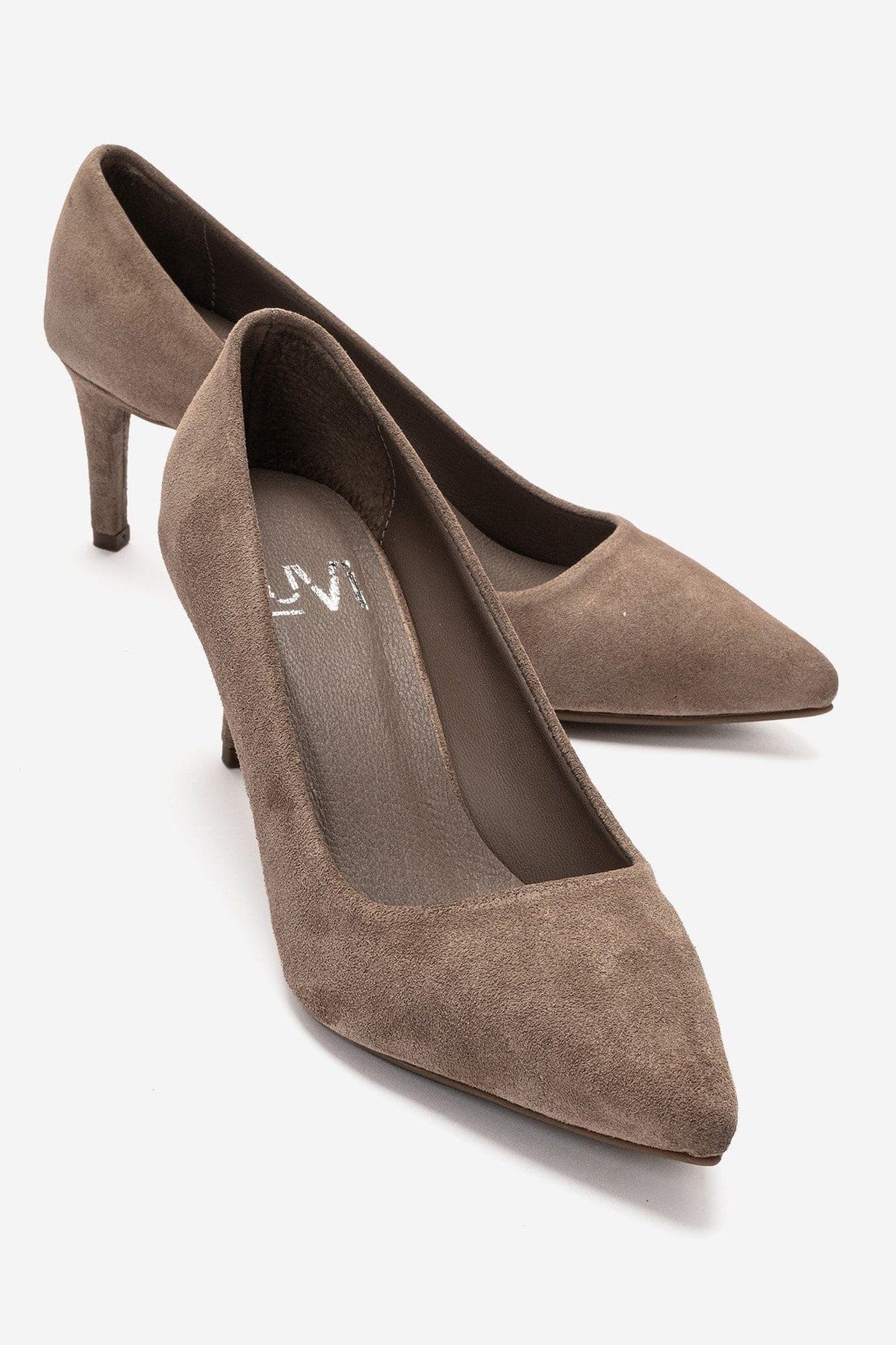 Clyde Leather Stiletto Pointed Toe Pump, Alternate, color, Mink Suede
