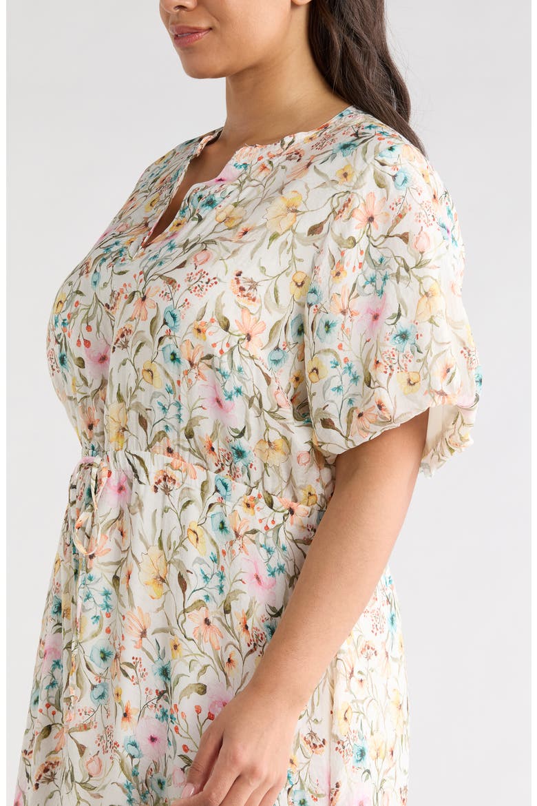 Print Puff Sleeve Maxi Dress, Alternate, color, ANTIQUE WHITE