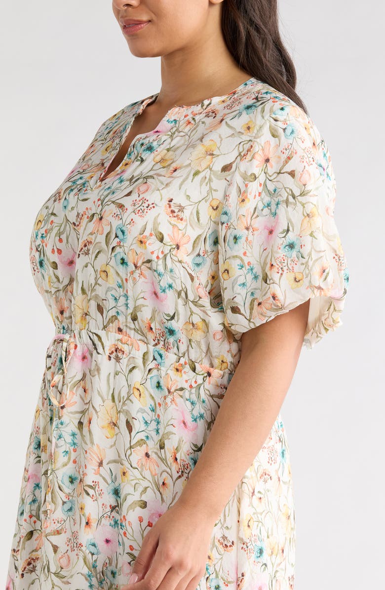 Vince Camuto Print Puff Sleeve Maxi Dress, Alternate, color, Antique White