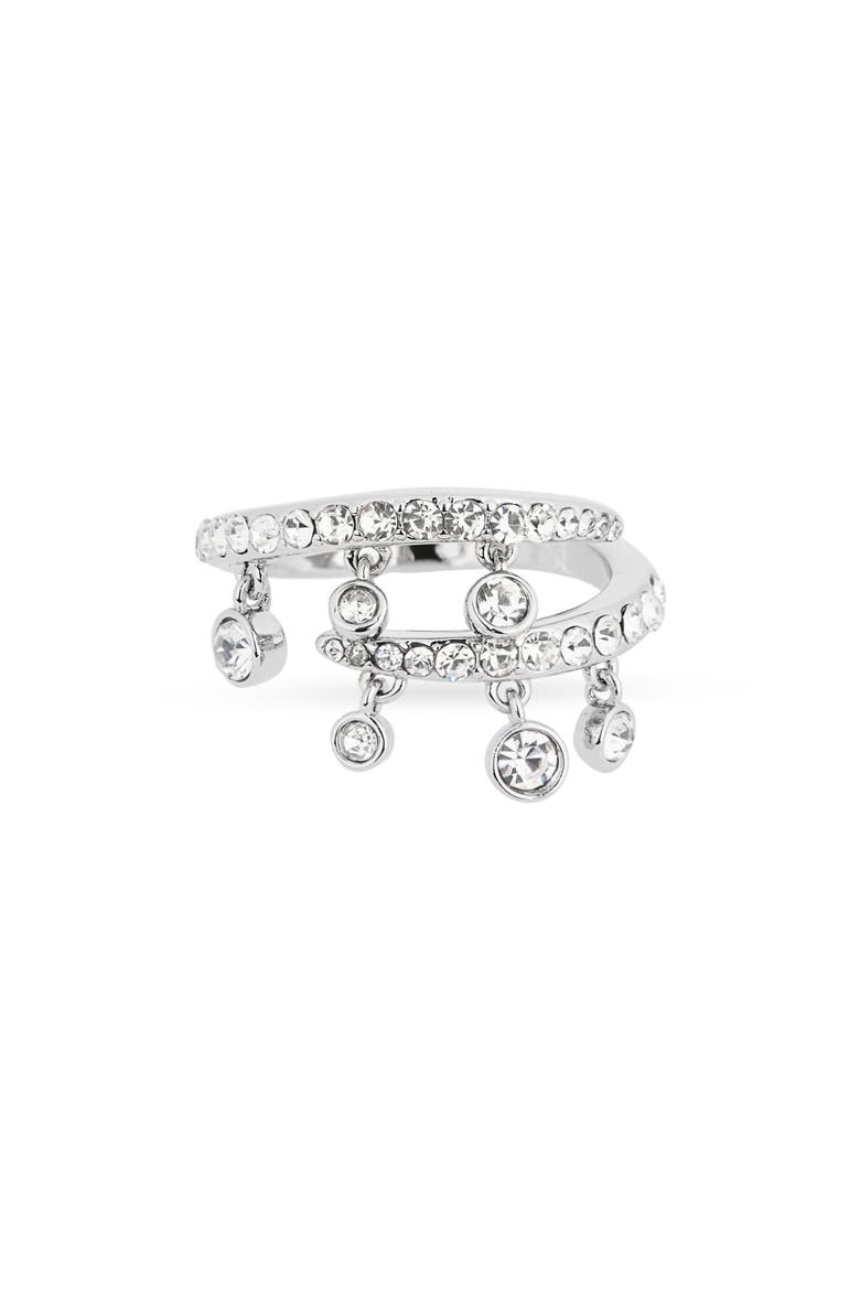 Charm Wrap Ring, Main, color, CLEAR/ SILVER
