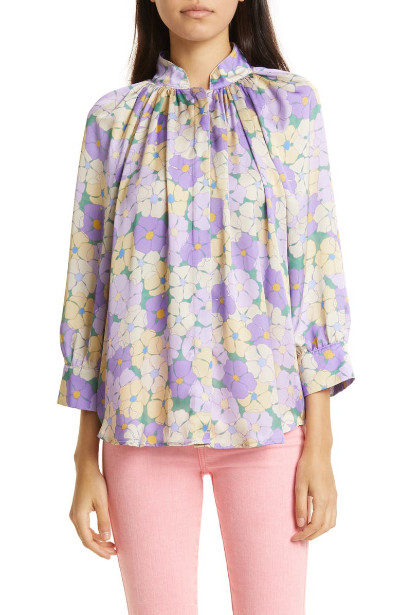 Smythe Floral Gathered Blouse, Main, color, 