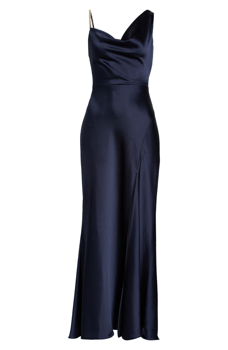 Xscape Evenings Rhinestone Strap Satin Gown, Alternate, color, 