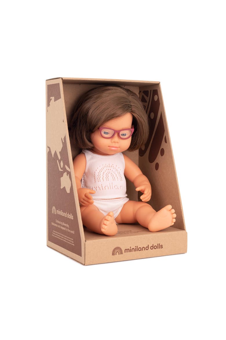 Baby Doll Caucasian Girl With Down Syndrome With Glasses 15'', Main, color, Light Skin
