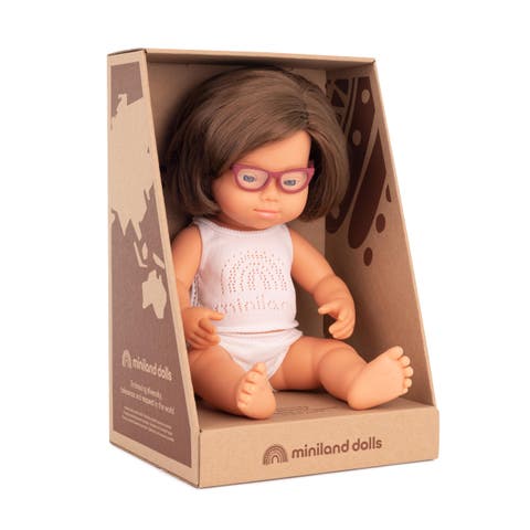 Baby Doll Caucasian Girl With Down Syndrome With Glasses 15''