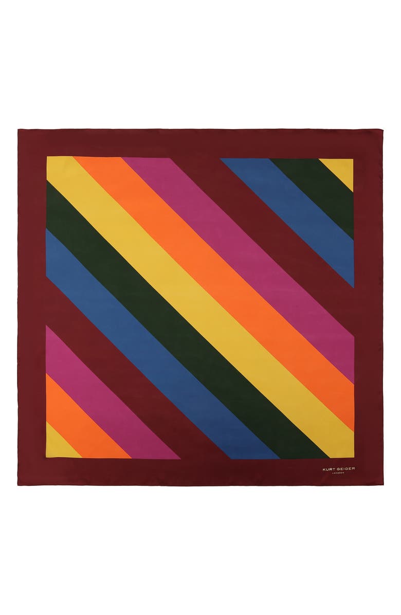 Kurt Geiger London Dark Rainbow Silk Square Scarf, Alternate, color, Dark Rainbow