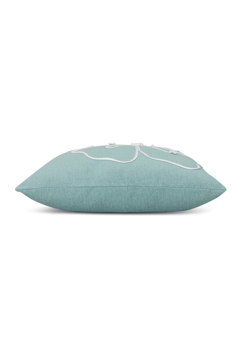 Hibiscus Mist Rope Hand Appliqued Indoor & Outdoor Woven Accent Pillow, Alternate, color, Mist