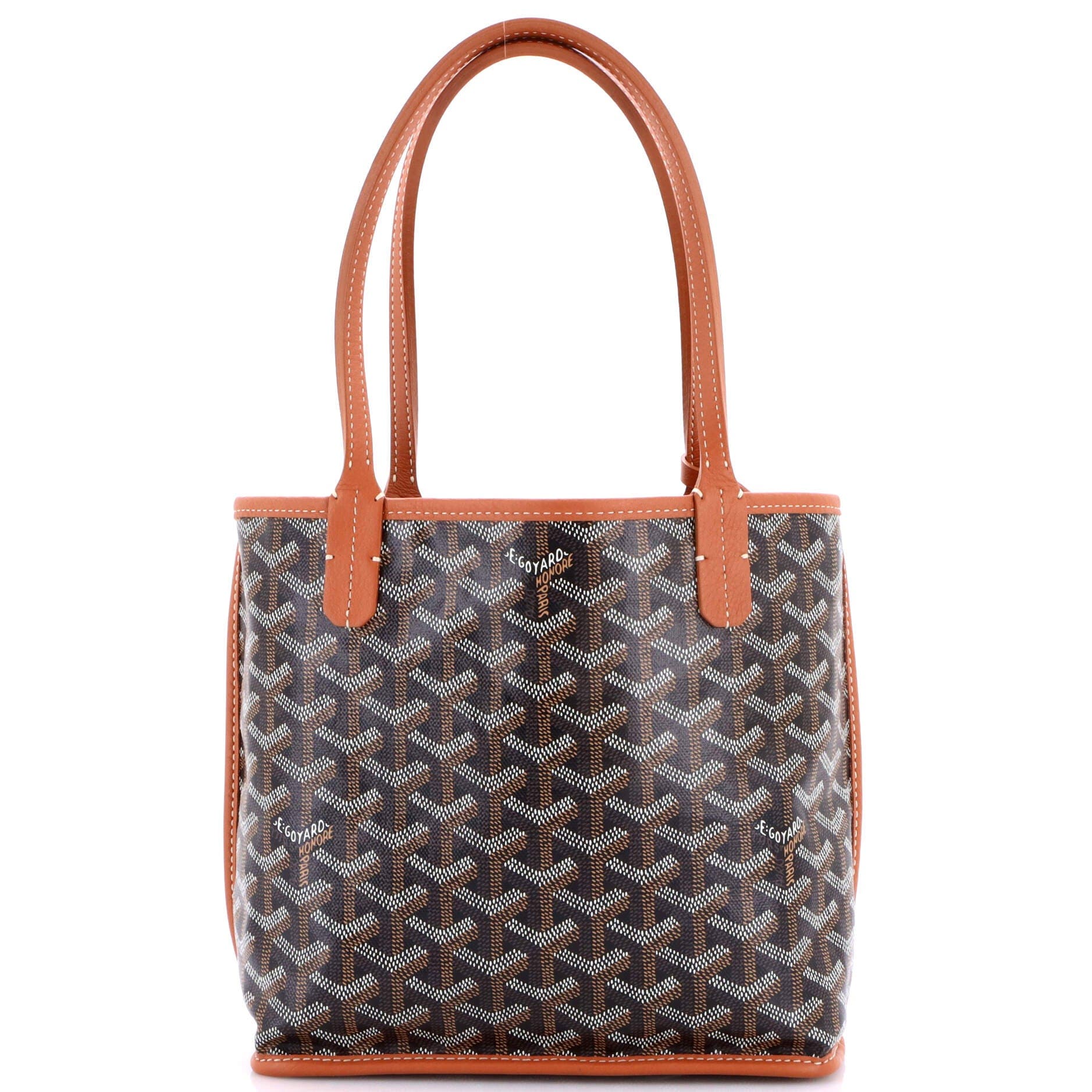 Pre-Owned Goyard Anjou Reversible Tote Coated Canvas Mini, Main, color, Brown