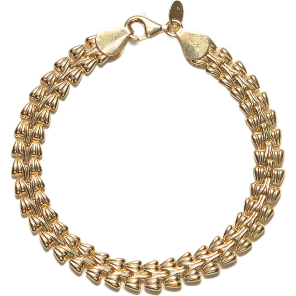 Argento Vivo Sterling Silver Panther 18 Karat Gold Plate Link Bracelet In Gold