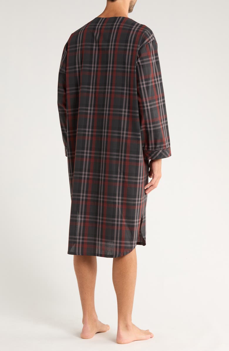 Majestic International Mason Easycare Nightshirt, Alternate, color, Charcoal/ Burgundy
