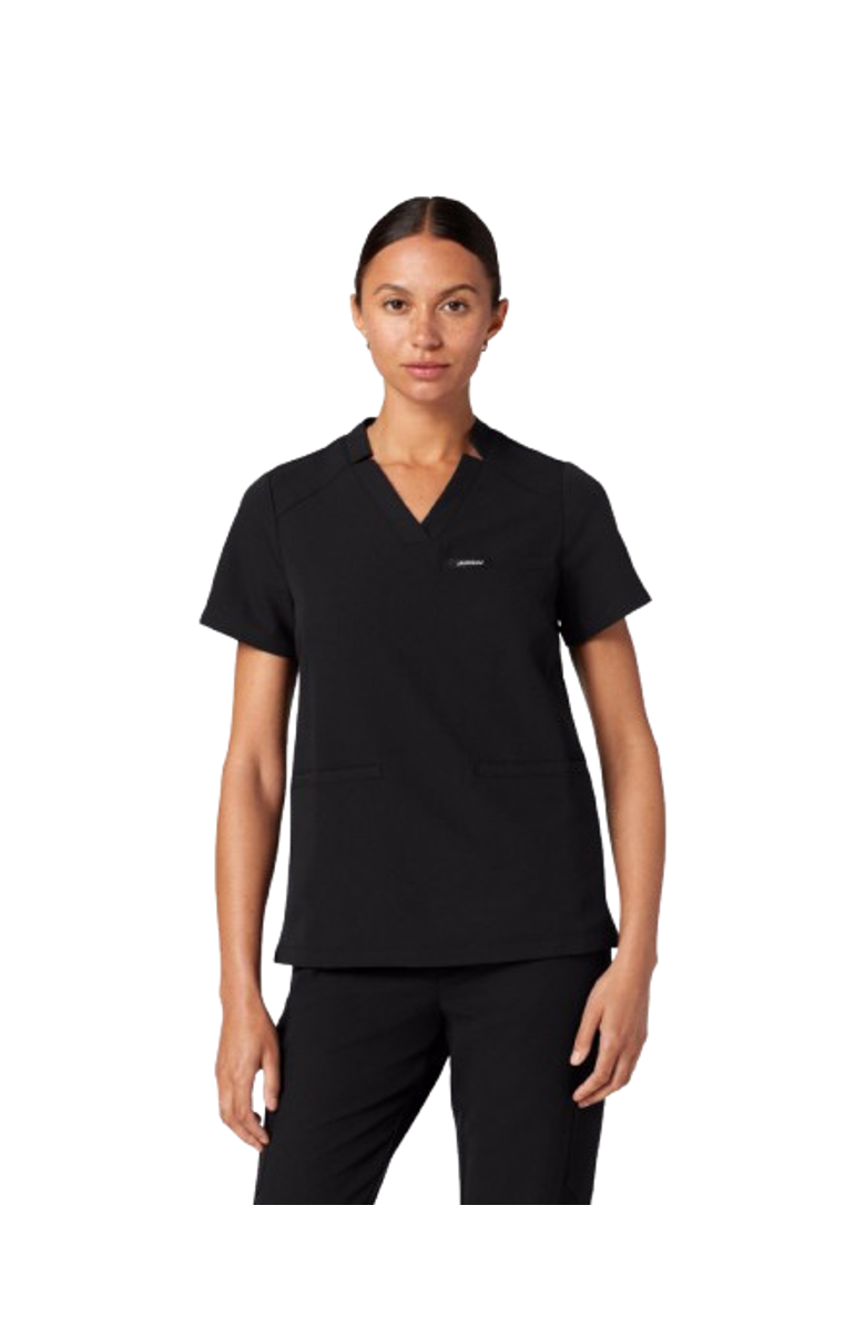 JAANUU Helia Women's 3-Pocket Classic Notched V-Neck Scrub Top, Main, color, Black