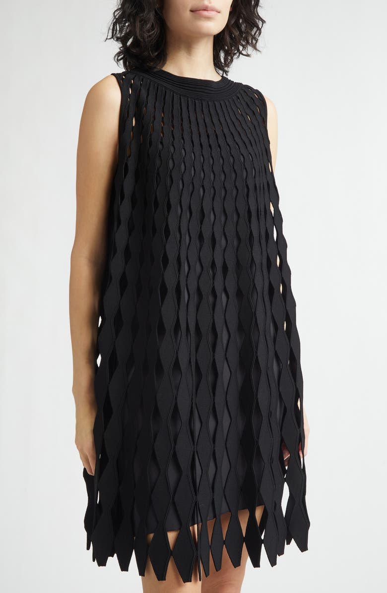 Emporio Armani Sleeveless Geometric Knit Dress, Alternate, color, Black Solid