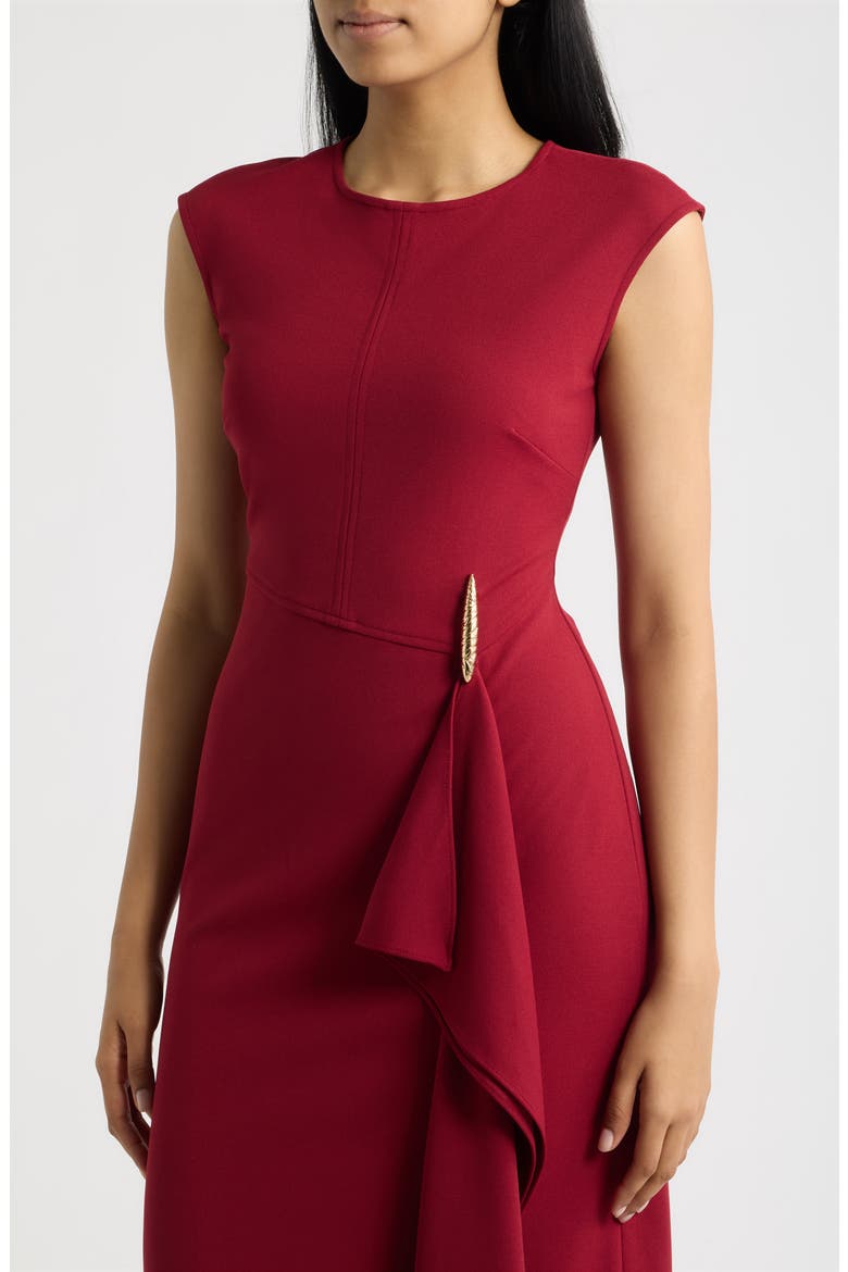 Hardware Accent Midi Dress, Alternate, color, NEW BURGANDY