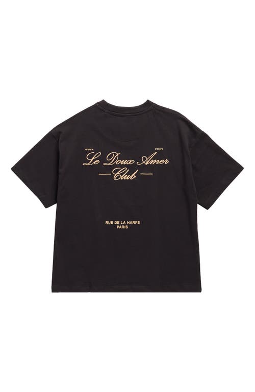 Denim And Flower Kids' Embroidered Paris Cotton Graphic T-shirt In Black