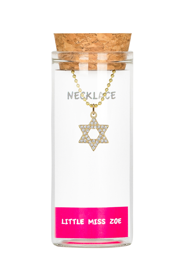 Star Of David Charm Necklace in Gift Bottle, Main, color, Gold