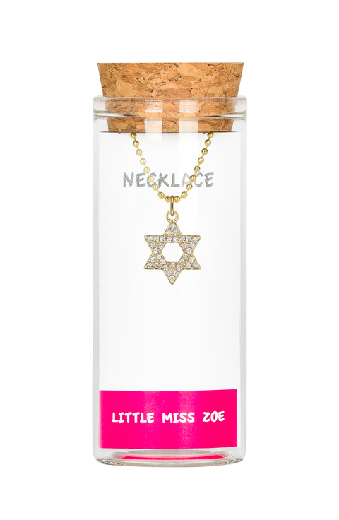 Star Of David Charm Necklace in Gift Bottle