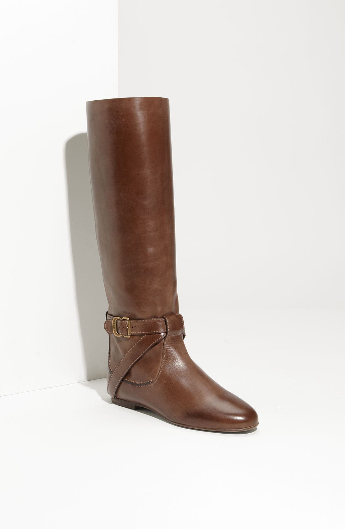 Buckle Strap Leather Boot, Main, color, MOUSSE