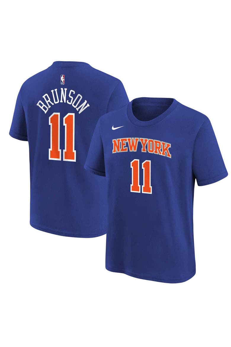 Youth Nike Jalen Brunson Blue New York Knicks Icon Name & Number T-Shirt, Alternate, color, Blue