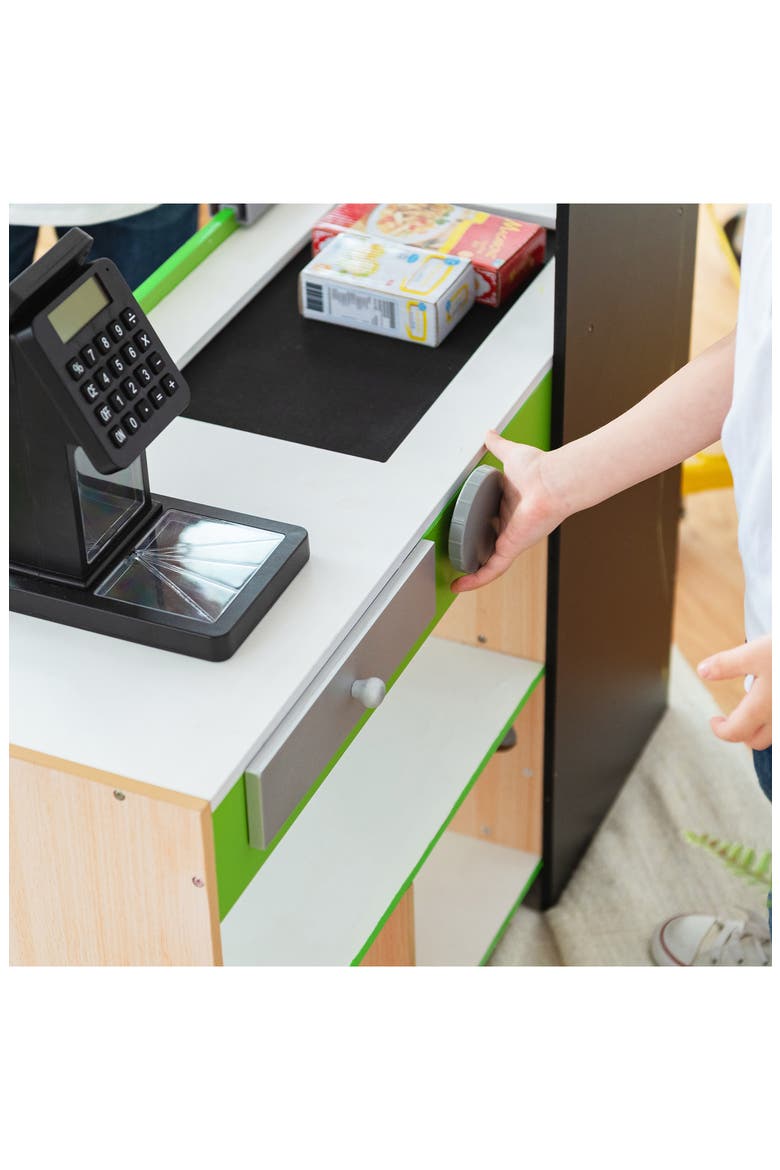 Cashier Austin Checkout Counter Stand Playset, Alternate, color, GREEN / WOOD