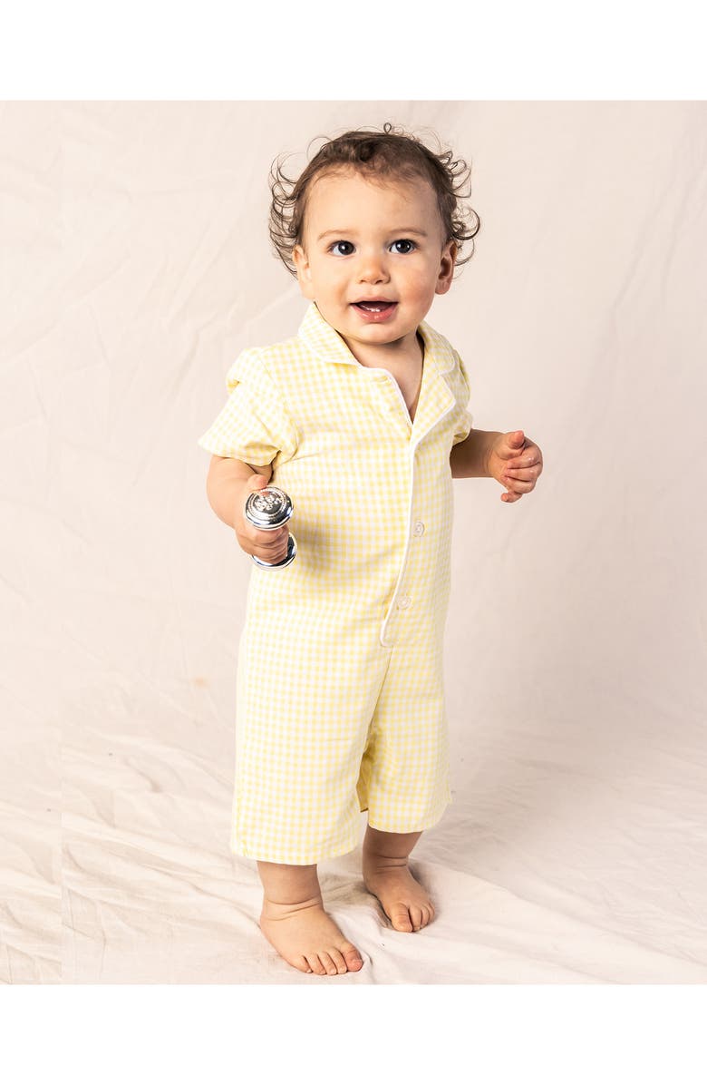 Petite Plume Gingham One-Piece Short Pajamas, Alternate, color,