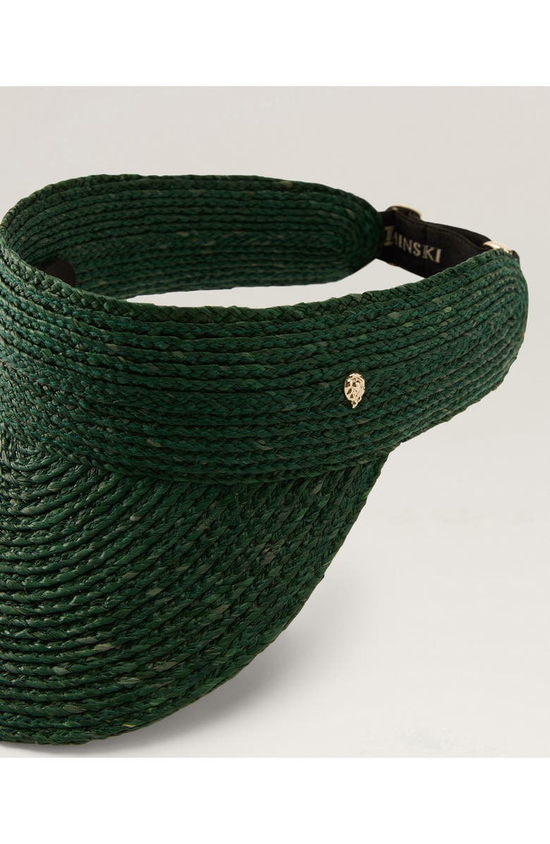 Helen Kaminski Kenna Raffia Visor, Alternate, color, Emerald