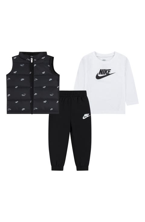 Futura Logo Print Puffer Vest, Graphic T-Shirt & Joggers Set (Baby)