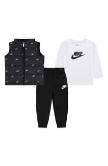 Nike Futura Logo Print Puffer Vest, Graphic T-Shirt & Joggers Set