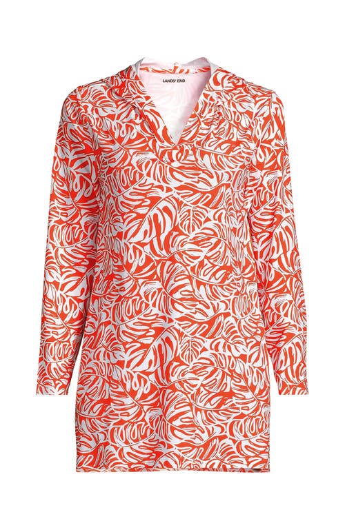 Lands' End Plus Size Sunshade Upf 50 Hooded Mini Swim Swim Cover-up Dress In Multi