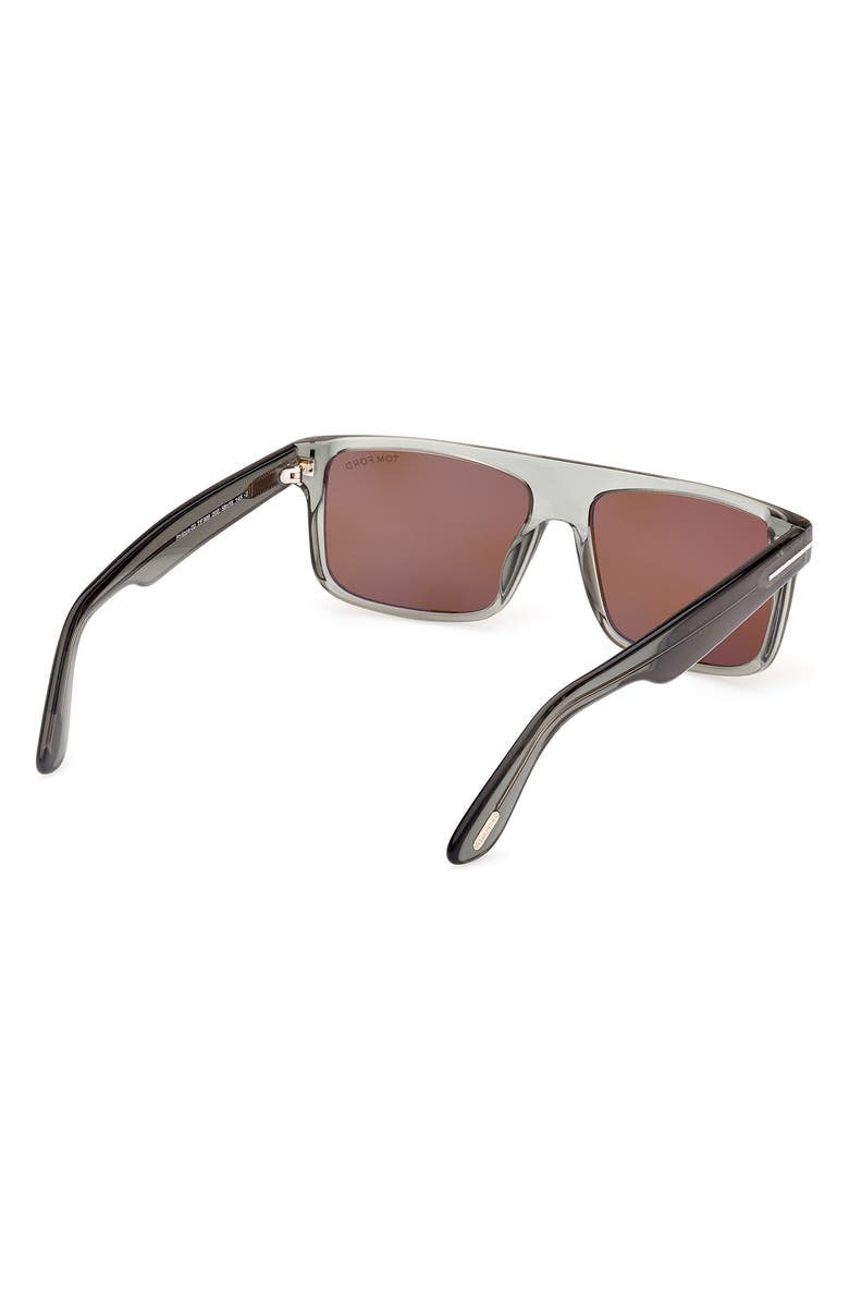 TOM FORD 58mm Philippe Polarized Rectangular Sunglasses, Alternate, color, Grey / Brown