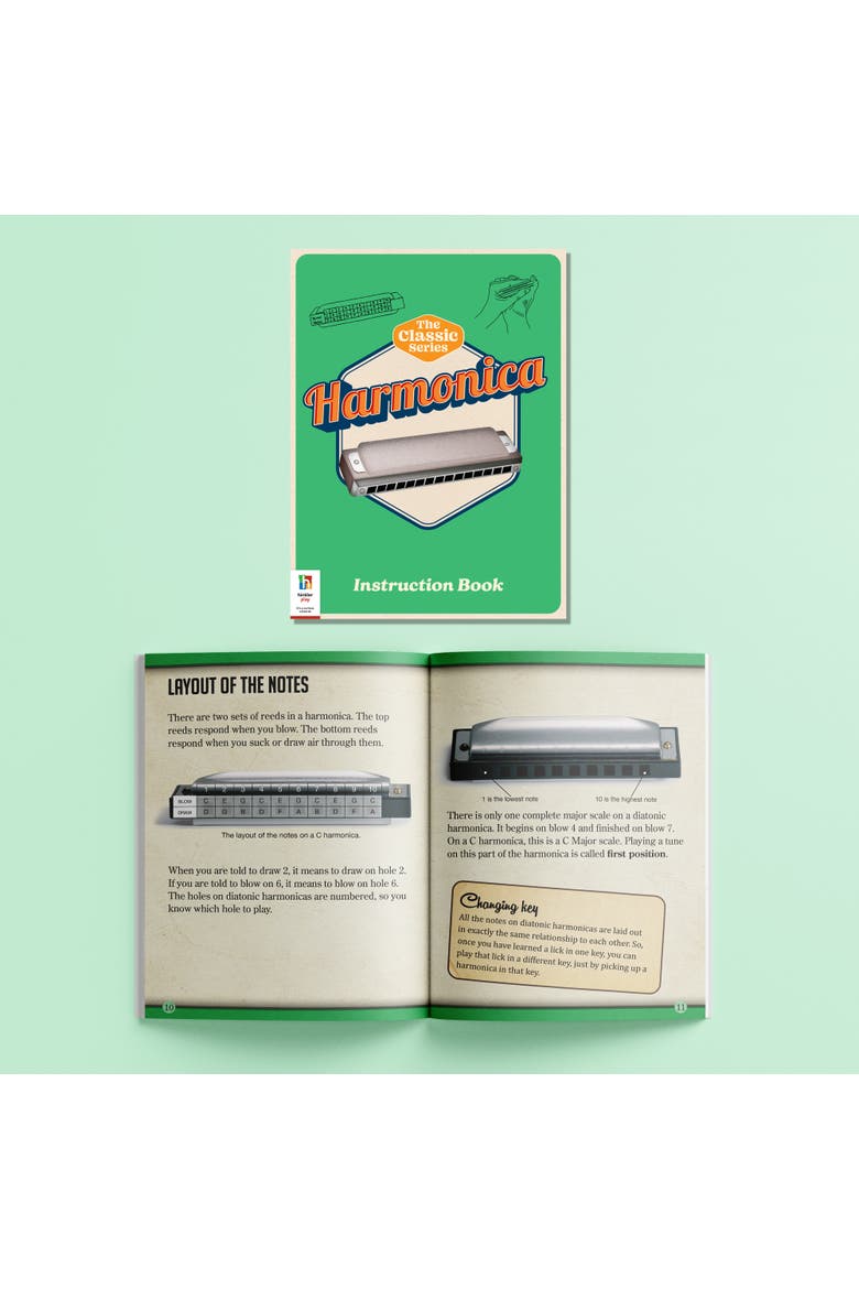 Retro Box, Learn Harmonica, Musical Kit, Instruction Book, All Age, Alternate, color, Multicolored