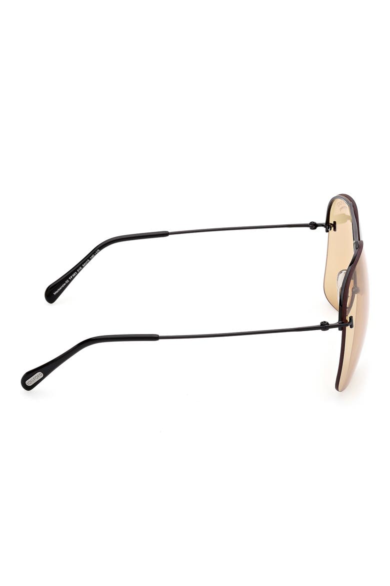 Mackenzie 64mm Oversize Pilot Sunglasses, Alternate, color, SHINY BLACK / AMBER TO BROWN