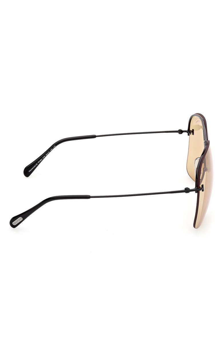 TOM FORD Mackenzie 64mm Oversize Pilot Sunglasses, Alternate, color, Shiny Black / Amber To Brown