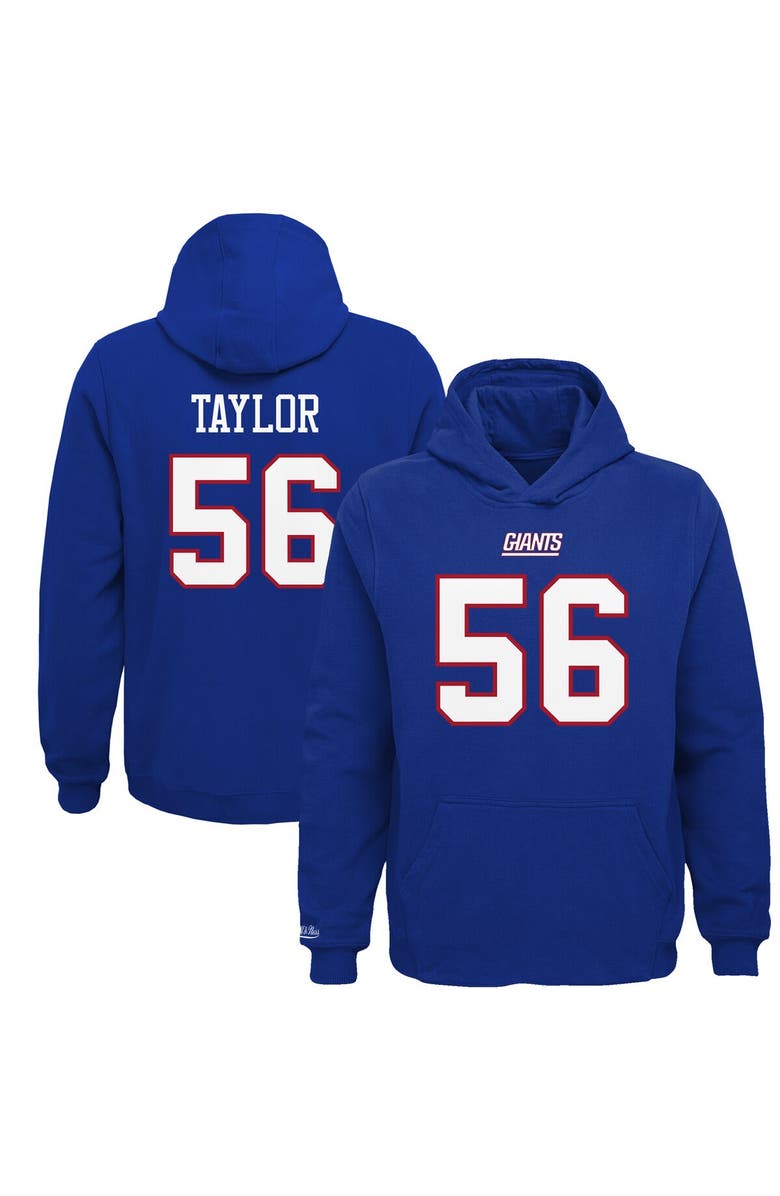 Mitchell & Ness Youth Mitchell & Ness Lawrence Taylor Royal New York Giants Retired Player Name & Number Fleece Pullover Hoodie, Main, color,