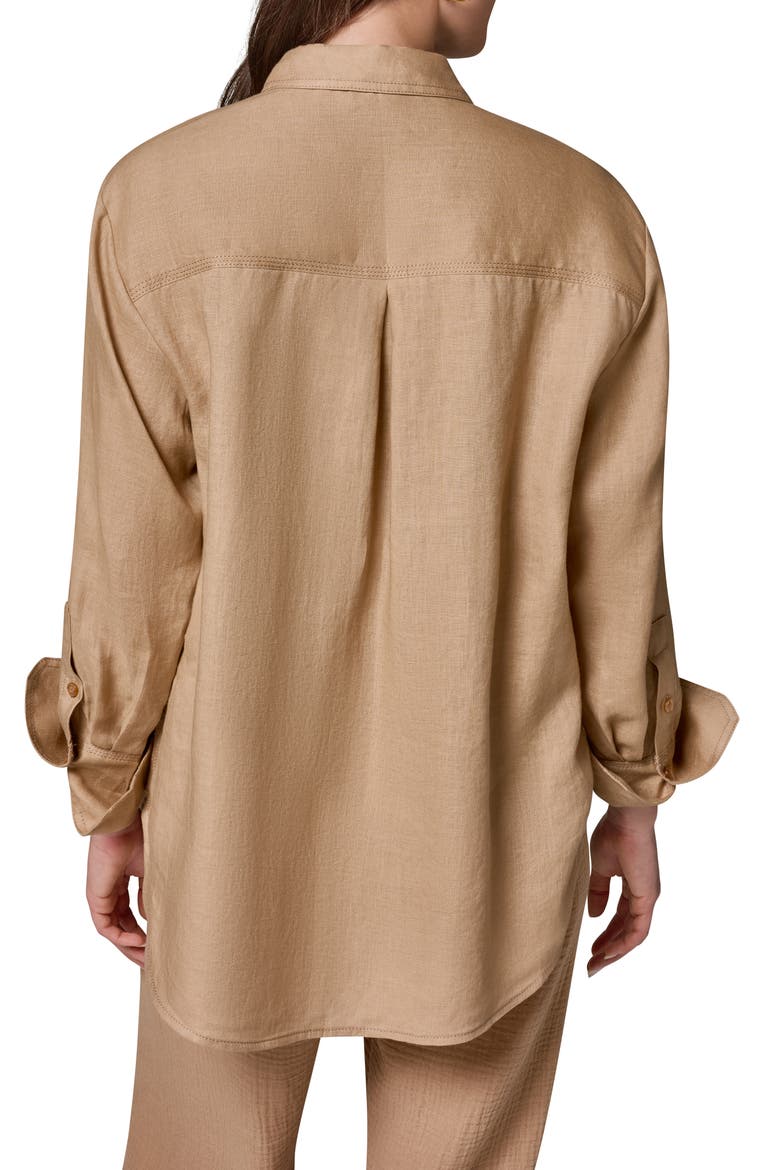 Linen Button-Up Shirt, Alternate, color, FAWN
