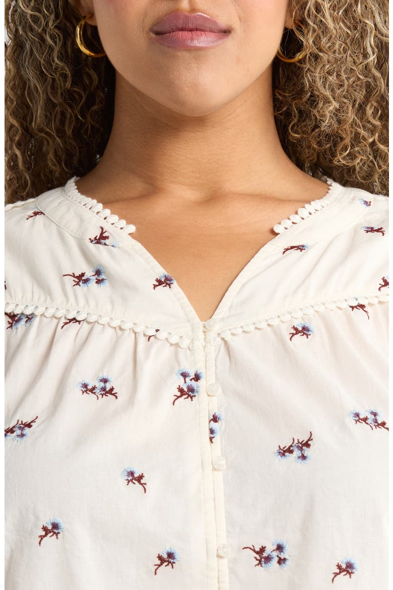 Lace Trim Embroidered Top, Alternate, color, IVORY- PURPLE TOSSED EMBROIDER