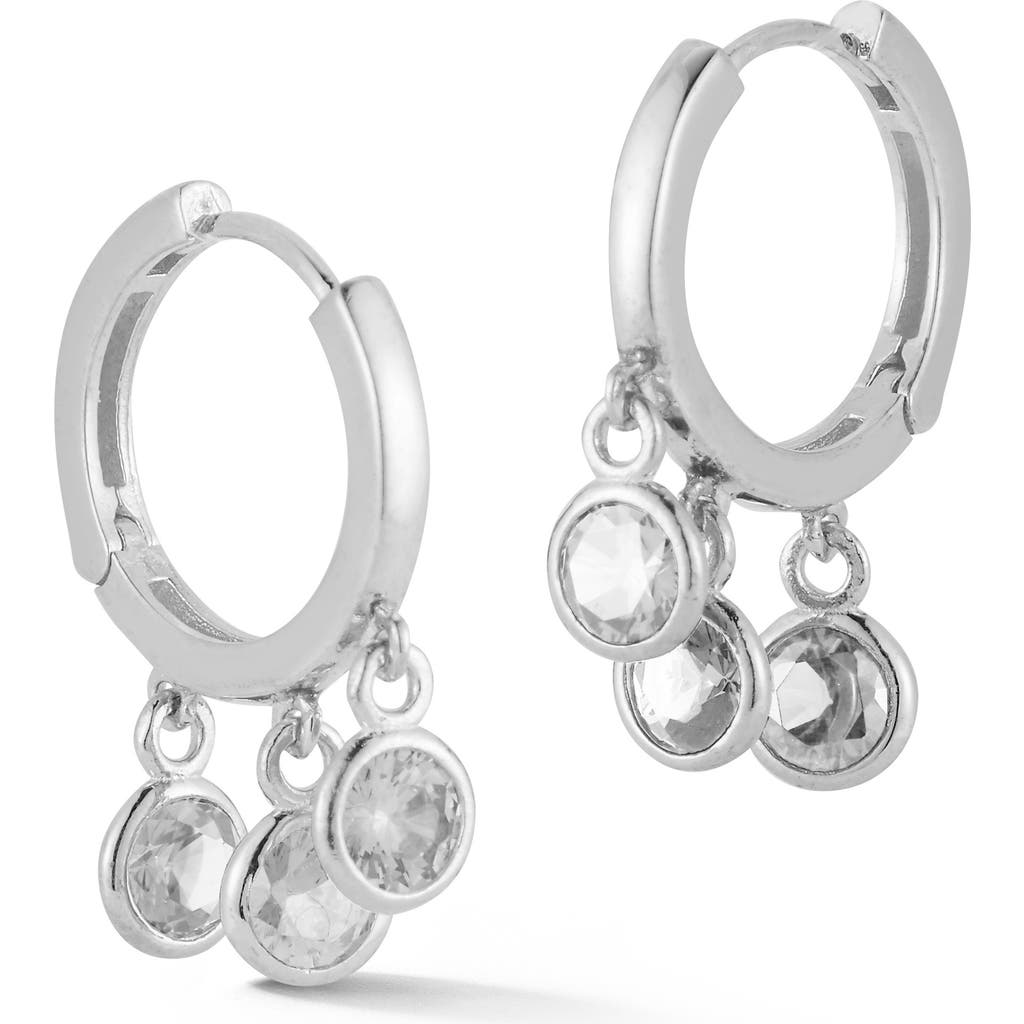 Sphera Milano Cubic Zirconia Shaker Drop Huggie Hoop Earrings In Metallic
