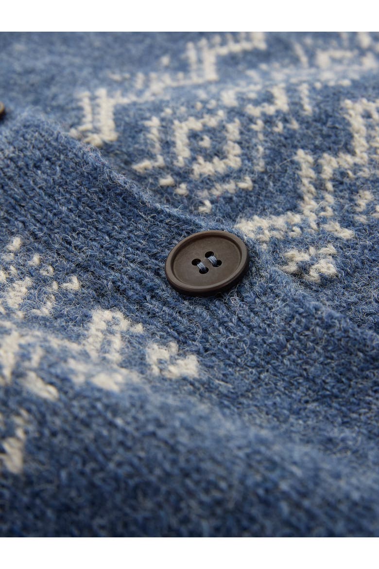 Fair Isle Crew Neck Cardigan, Alternate, color, INDIGO