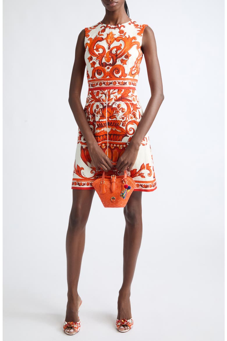 Majolica Print Cotton Minidress, Alternate, color, S9000 VARIANTE ABBINATA